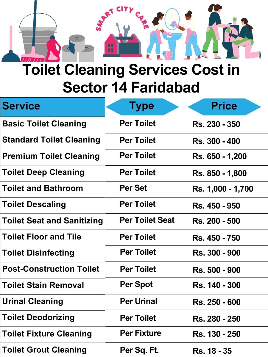 Toilet cleaning services price list in Sector 14, Faridabad