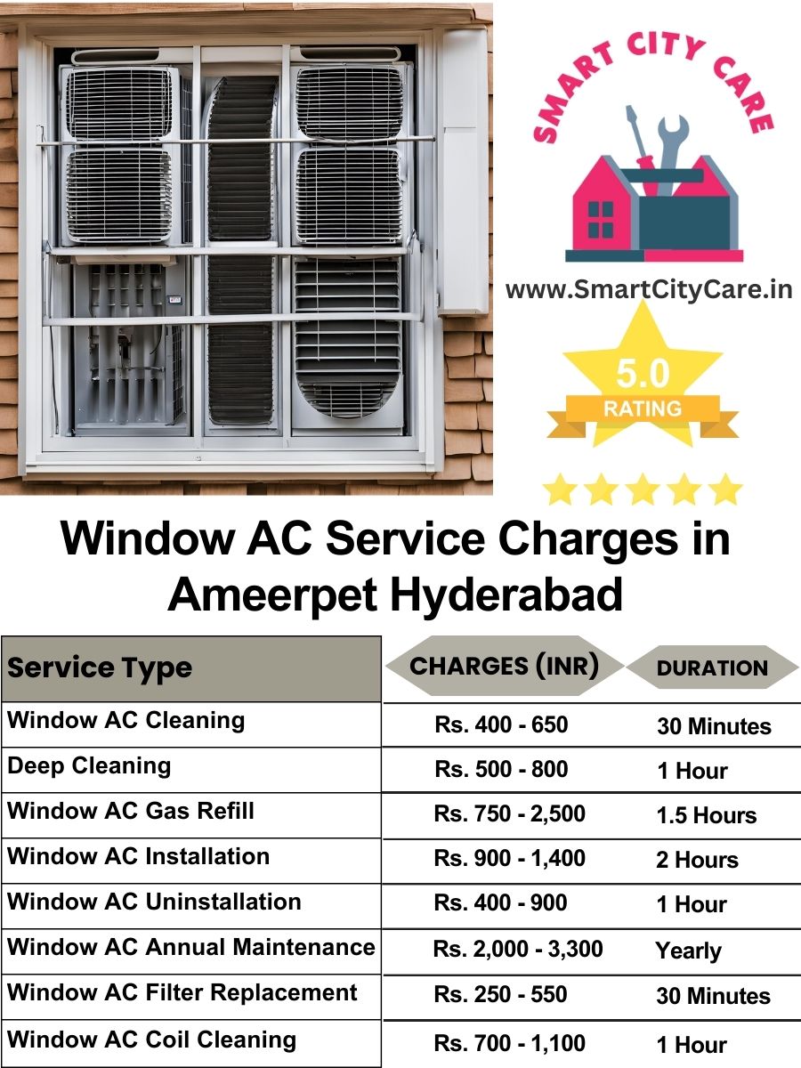 Window AC Service Charges list in Ameerpet, Hyderabad