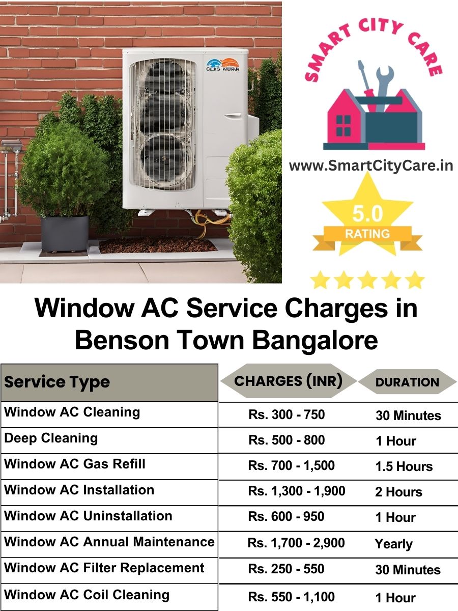 Window AC Service Charges list in  Benson Town, Bangalore