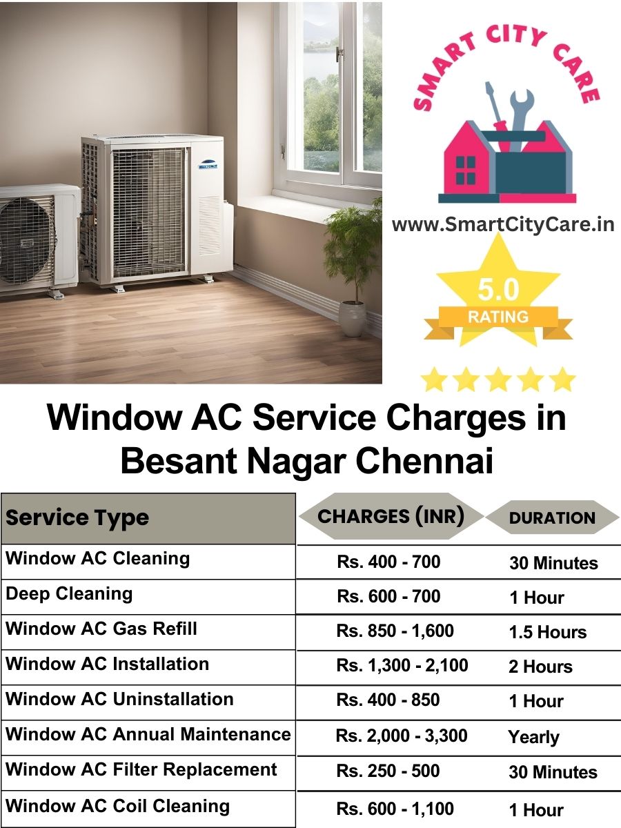 Window AC Service Charges list in  Besant Nagar, Chennai