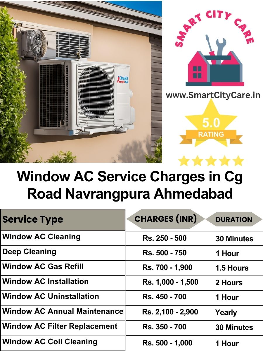 Window AC Service Charges list in CG Road, Navrangpura, Ahmedabad