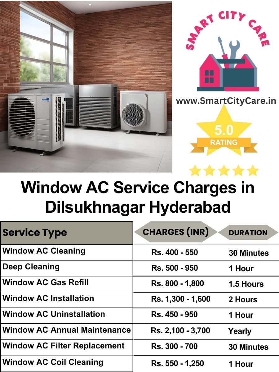 Window AC Service Charges list in Dilsukhnagar, Hyderabad