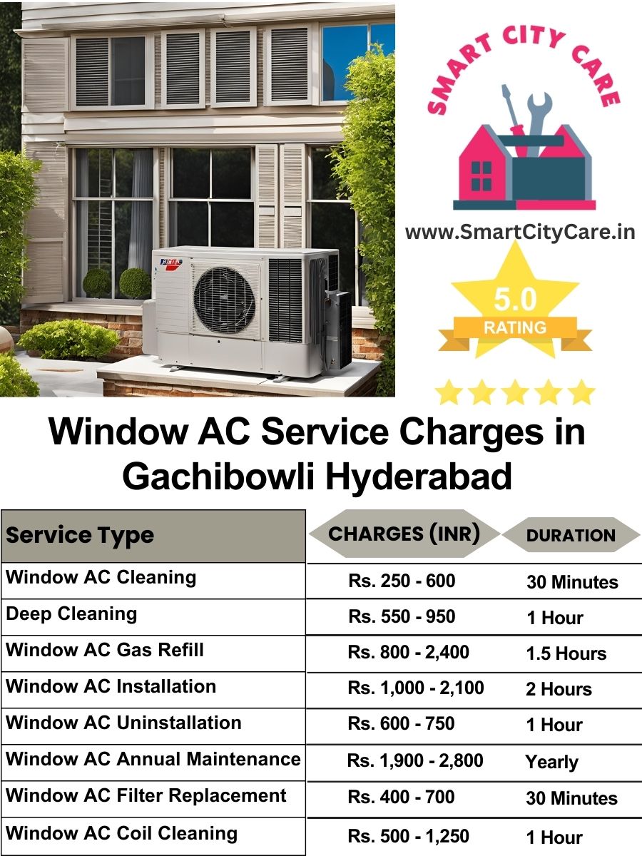 Window AC Service Charges list in  Gachibowli, Hyderabad
