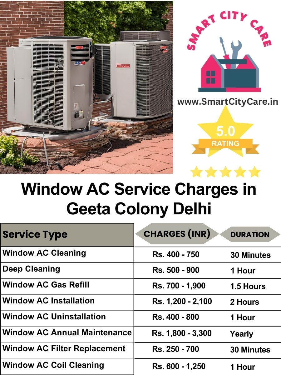 Window AC Service Charges list in  Geeta Colony, Delhi