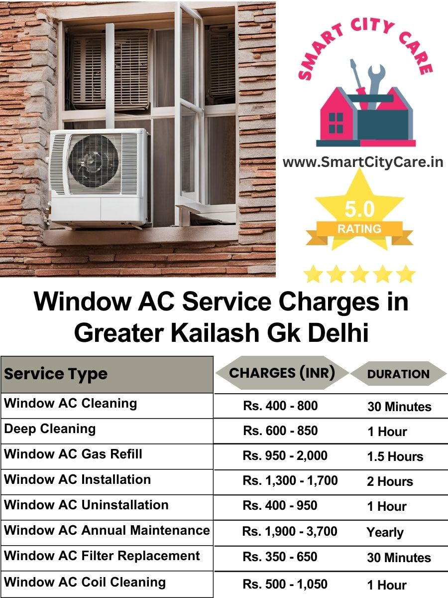 Window AC Service Charges list in  Greater Kailash gk, Delhi