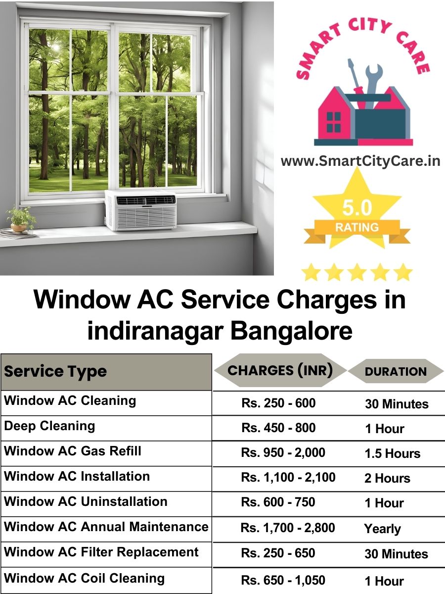 Window AC Service Charges list in  Indiranagar, Bangalore