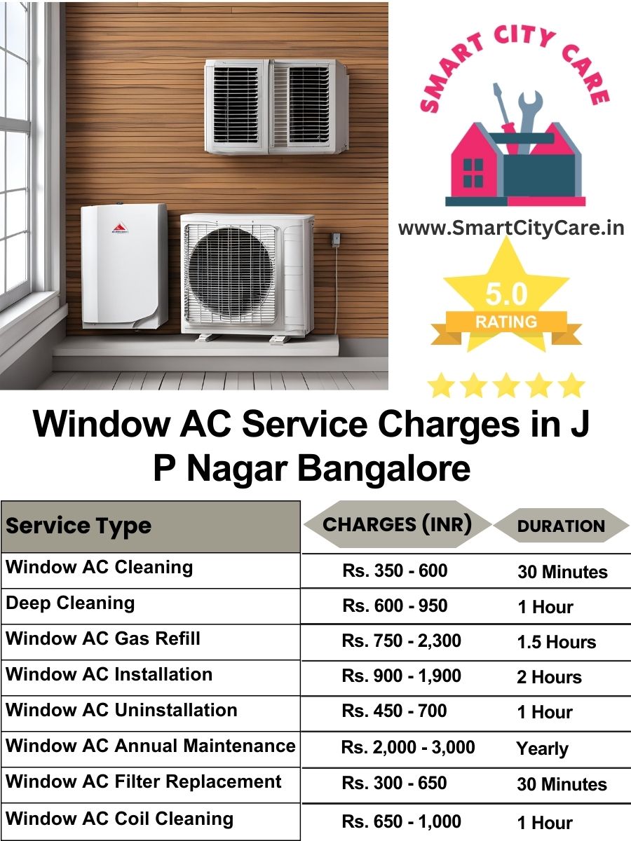 Window AC Service Charges list in  J. P. Nagar, Bangalore