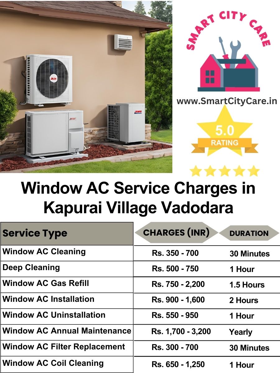 Window AC Service Charges list in  Kapurai Village, Vadodara