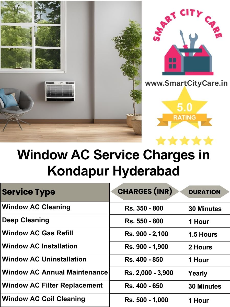 Window AC Service Charges list in  Kondapur, Hyderabad