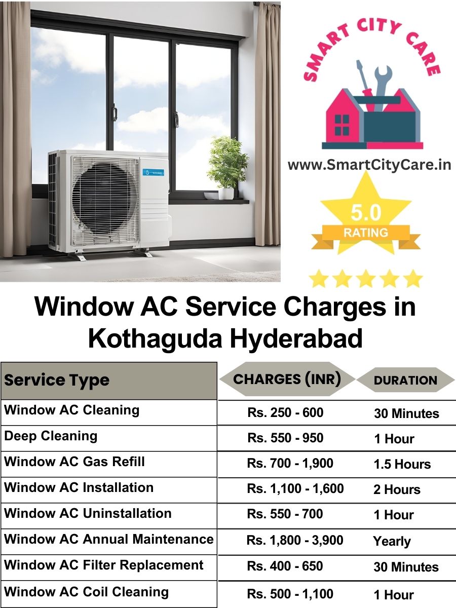 Window AC Service Charges list in Kothaguda, Hyderabad