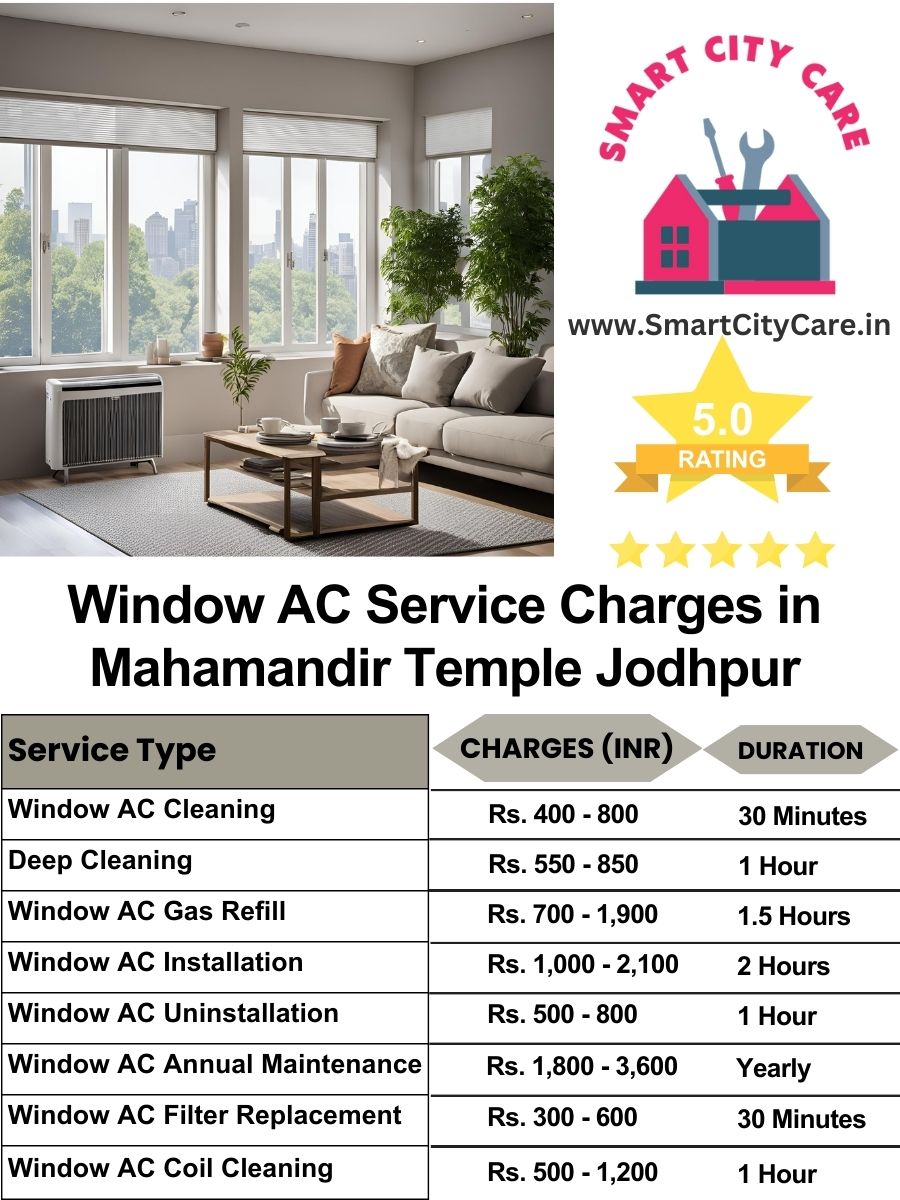 Window AC Service Charges list in  Mahamandir Temple, Jodhpur