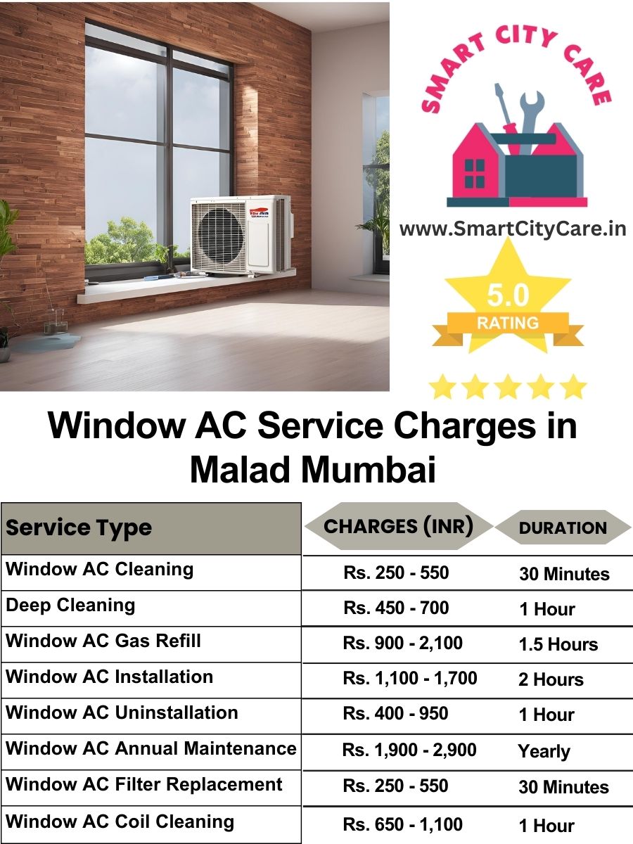 Window AC Service Charges list in Malad, Mumbai