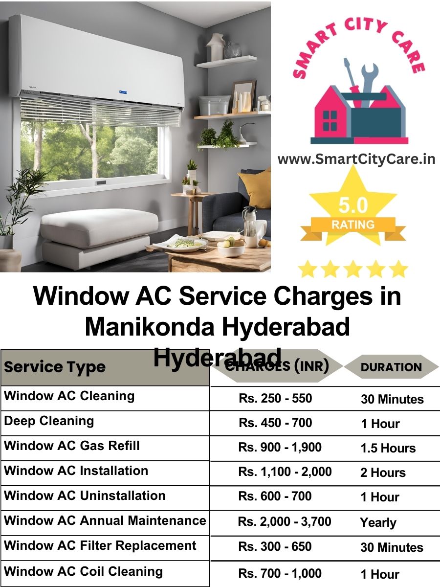 Window AC Service Charges list in  Manikonda, hyderabad, Hyderabad