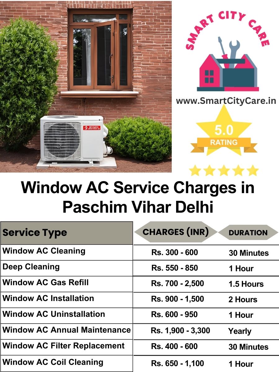 Window AC Service Charges list in  Paschim Vihar, Delhi