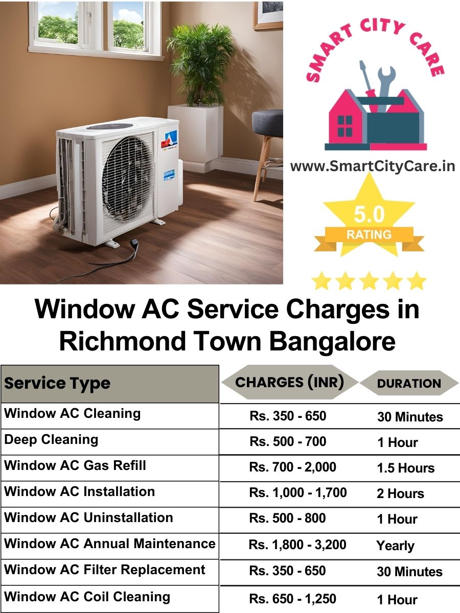 Window AC Service Charges list in  Richmond Town, Bangalore