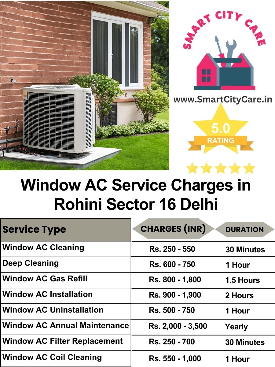 Window AC Service Charges list in  Rohini Sector 16, Delhi