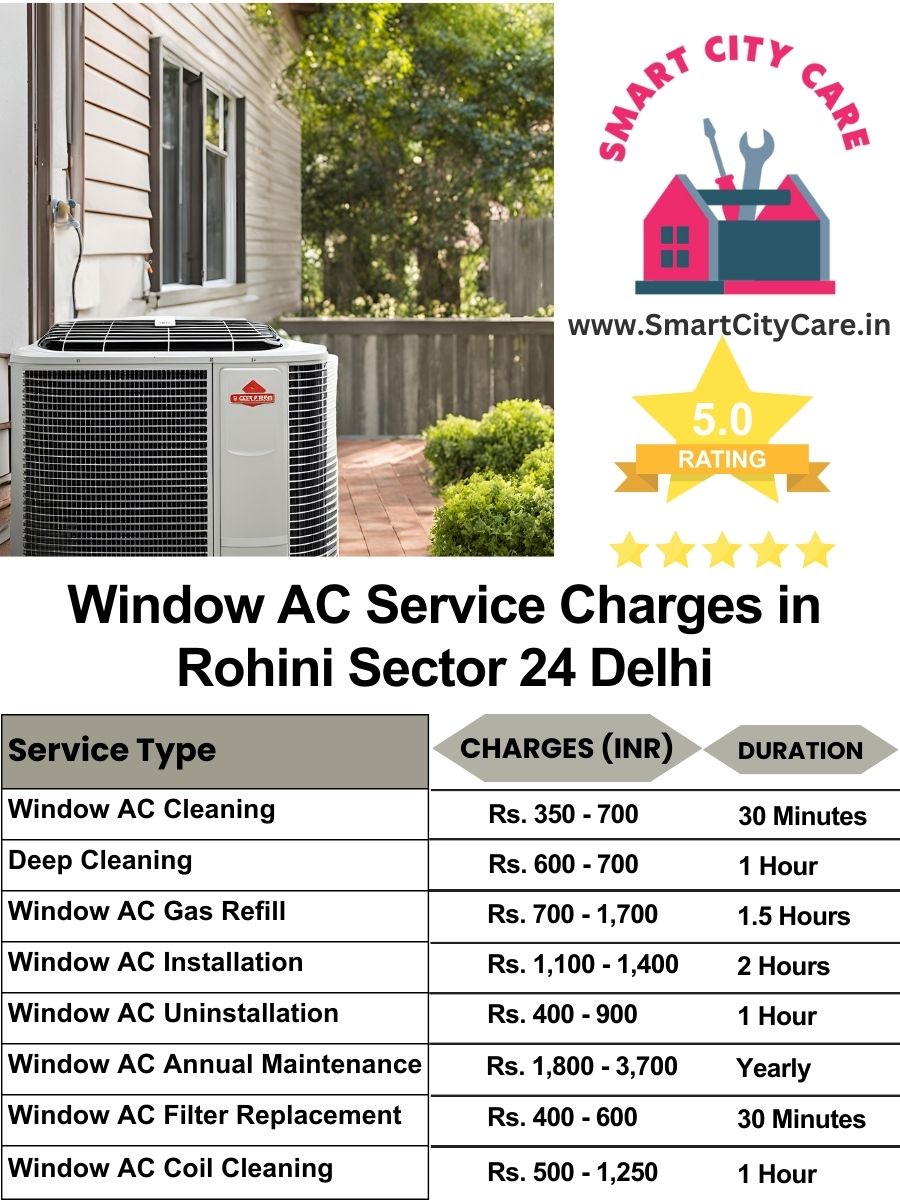 Window AC Service Charges list in  Rohini Sector 24, Delhi
