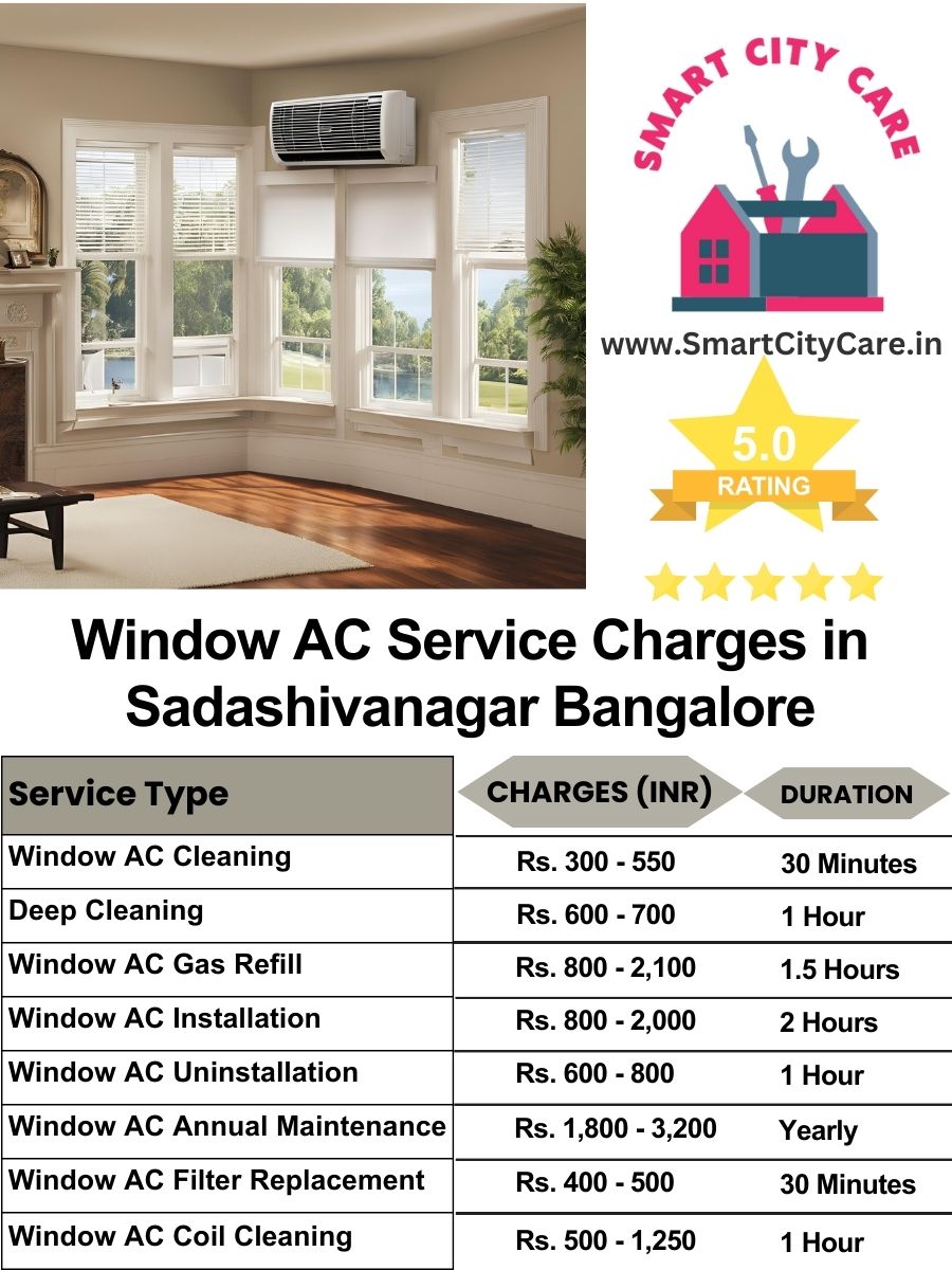 Window AC Service Charges list in  Sadashivanagar, Bangalore