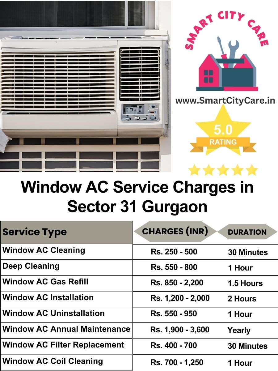 Window AC Service Charges list in  Sector 31, Gurgaon