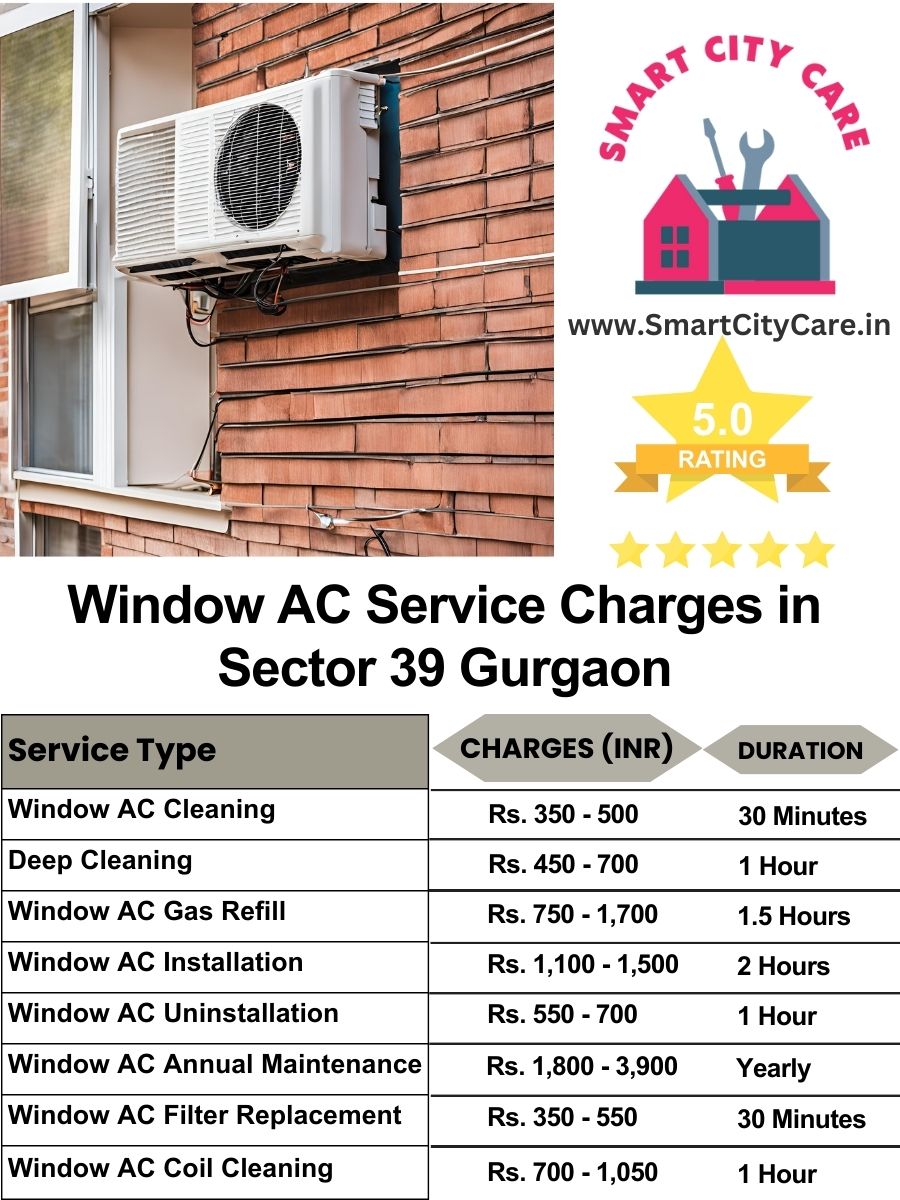 Window AC Service Charges list in Sector 39, Gurgaon