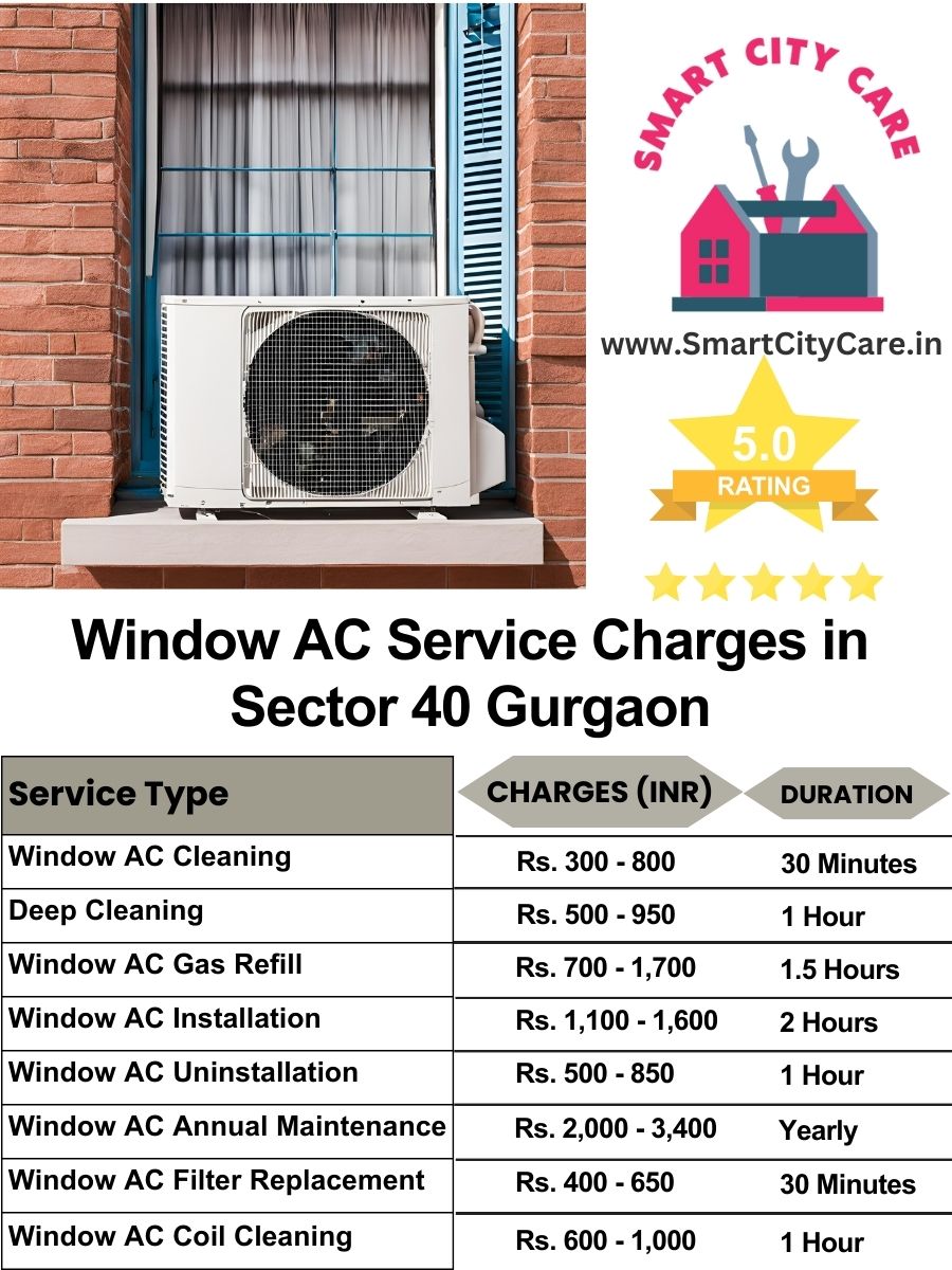 Window AC Service Charges list in  Sector 40, Gurgaon