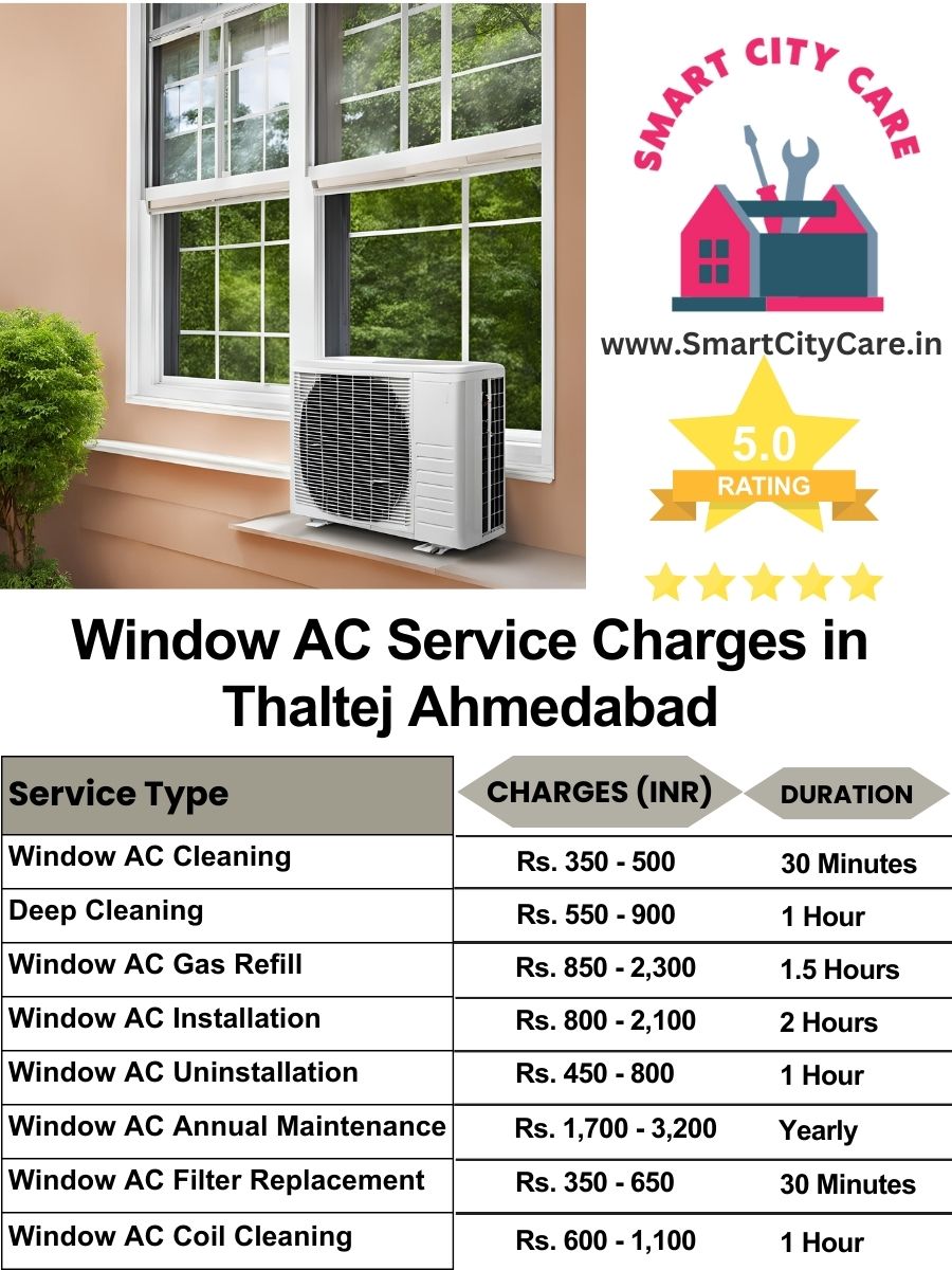 Window AC Service Charges list in Thaltej, Ahmedabad