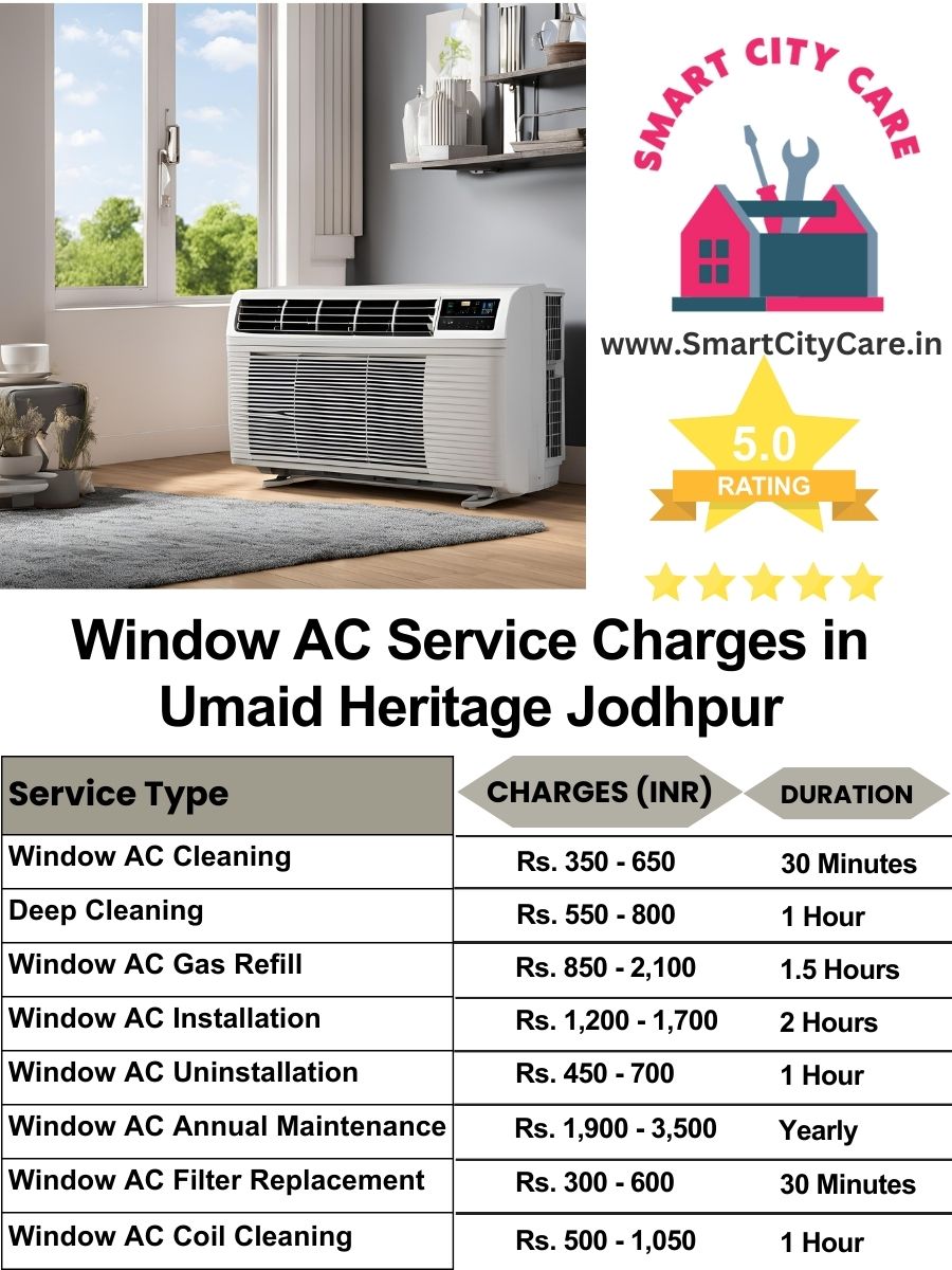 Window AC Service Charges list in  Umaid Heritage, Jodhpur